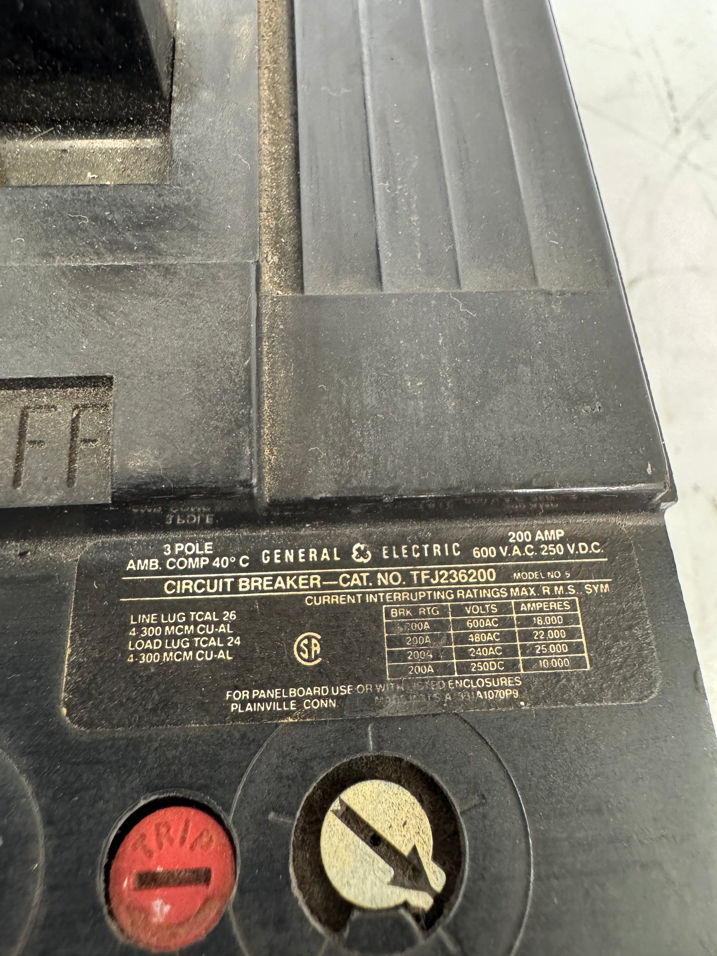 General Electric Circuit Breaker TFJ236200 600 VAC
