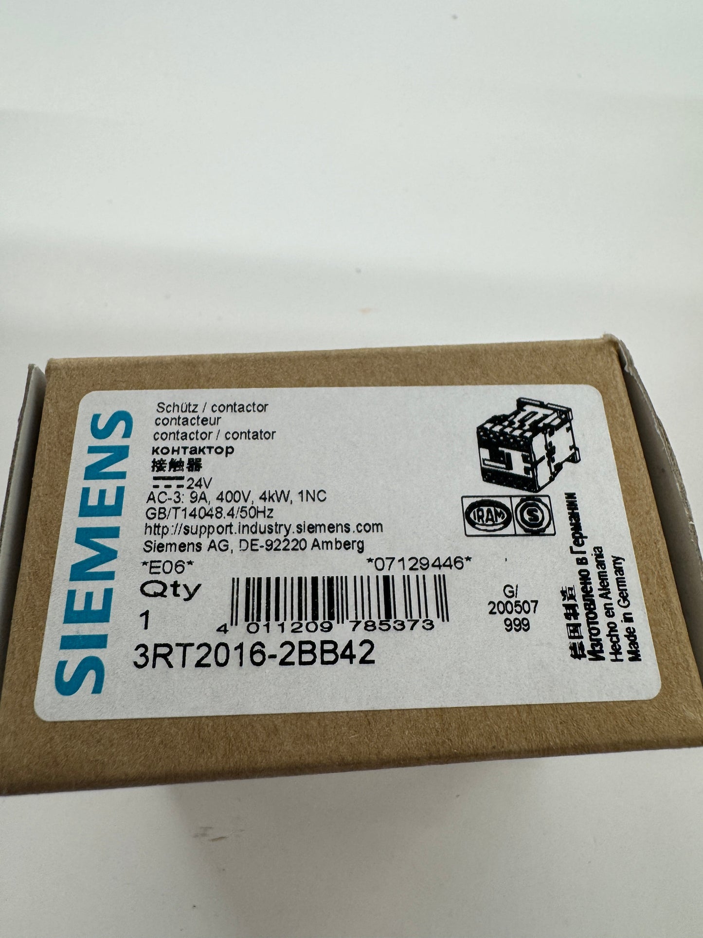 Siemens Power Contactor 3RT2016-2BB42 m01042