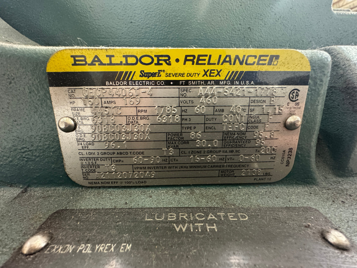 Baldor Reliance 150HP Hydraulic Power Unit with Pump & Hydac Filter CECP4406T-4 4500 PSI