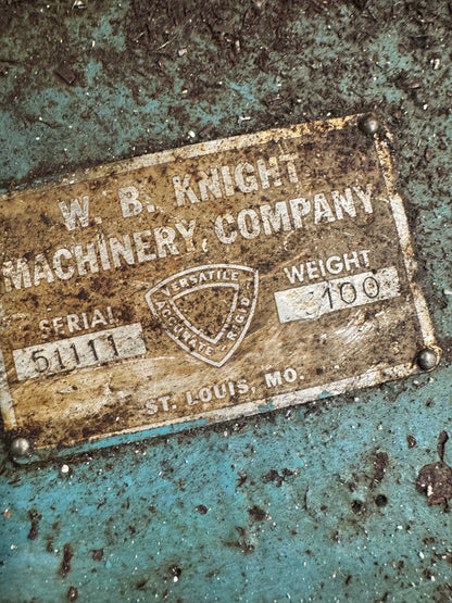 W.B. Knight Machinery Company Powered Rotary Table Serial 51111