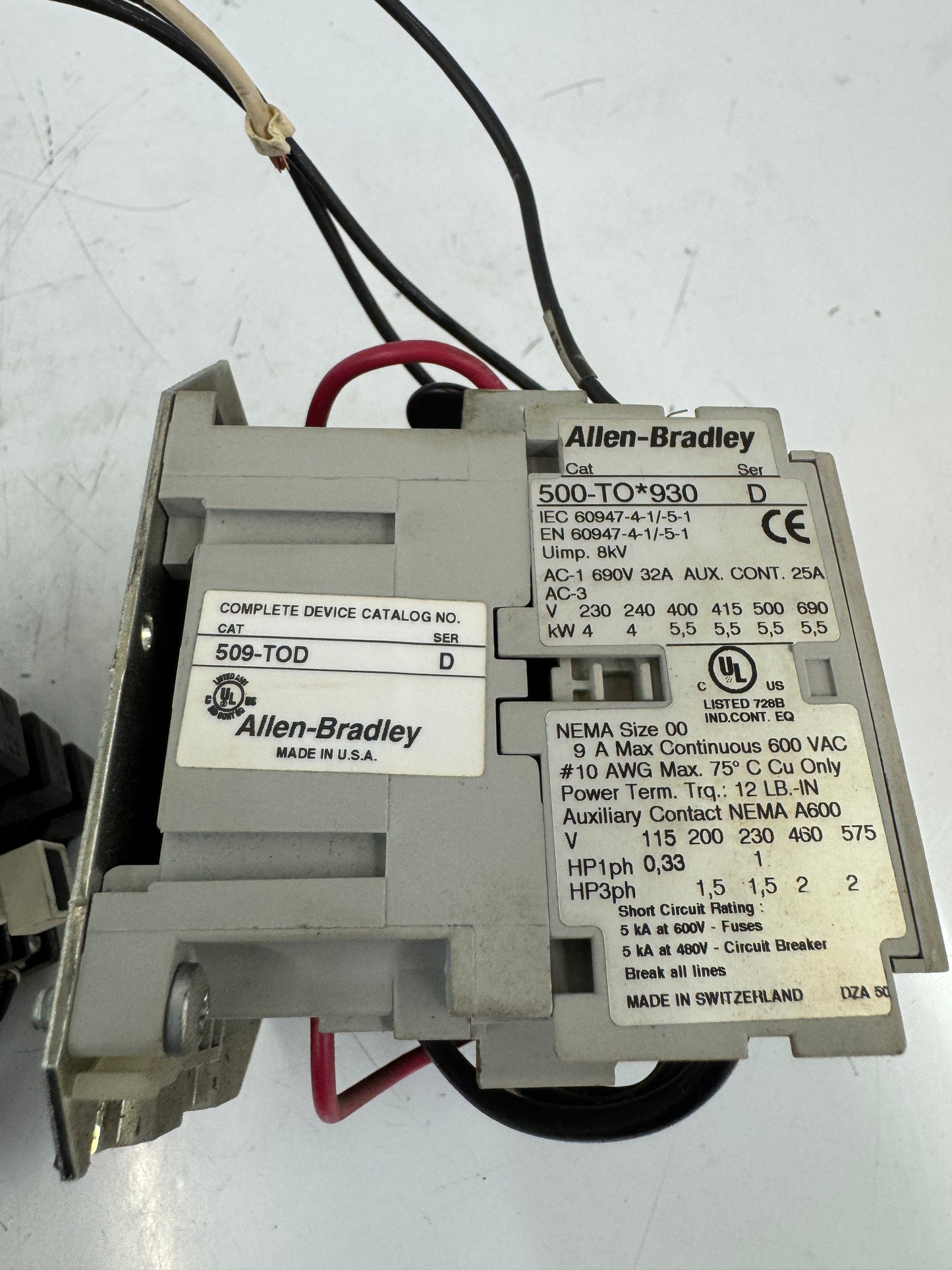 Allen-Bradley Full Voltage Non-Reversing Motor Starter 509-TOD 600VAC Max