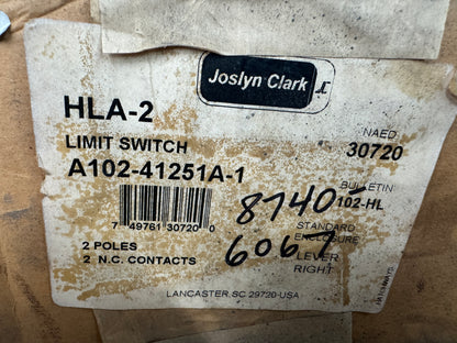 Joslyn Clark Limit Switch HLA-2 / A102-41251A-1 600V AC / 250V DC