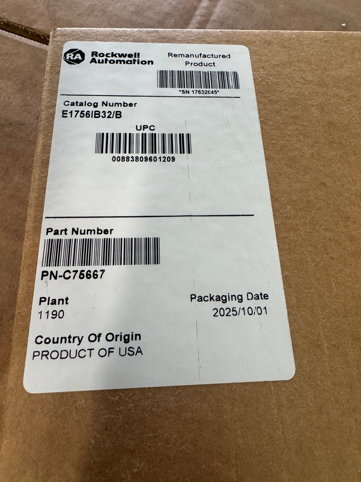 Allen-Bradley ControlLogix Digital DC Input Module 1756-IB32/B 10 to 31 VDC