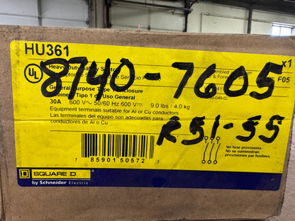 Square D Heavy Duty Safety Switch HU361 600V