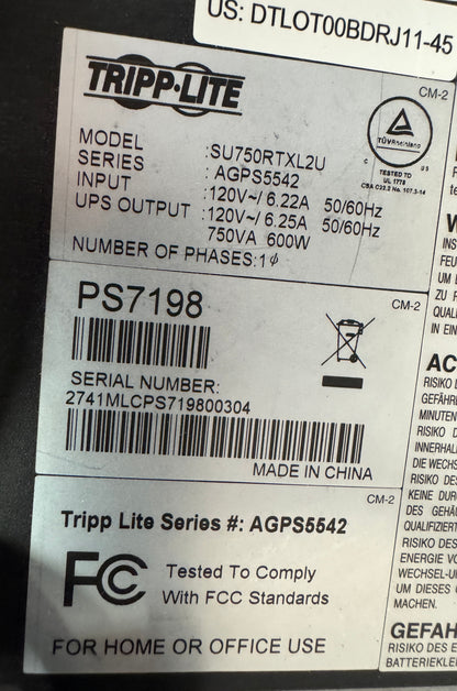 Tripp Lite UPS System SU750RTXL2U