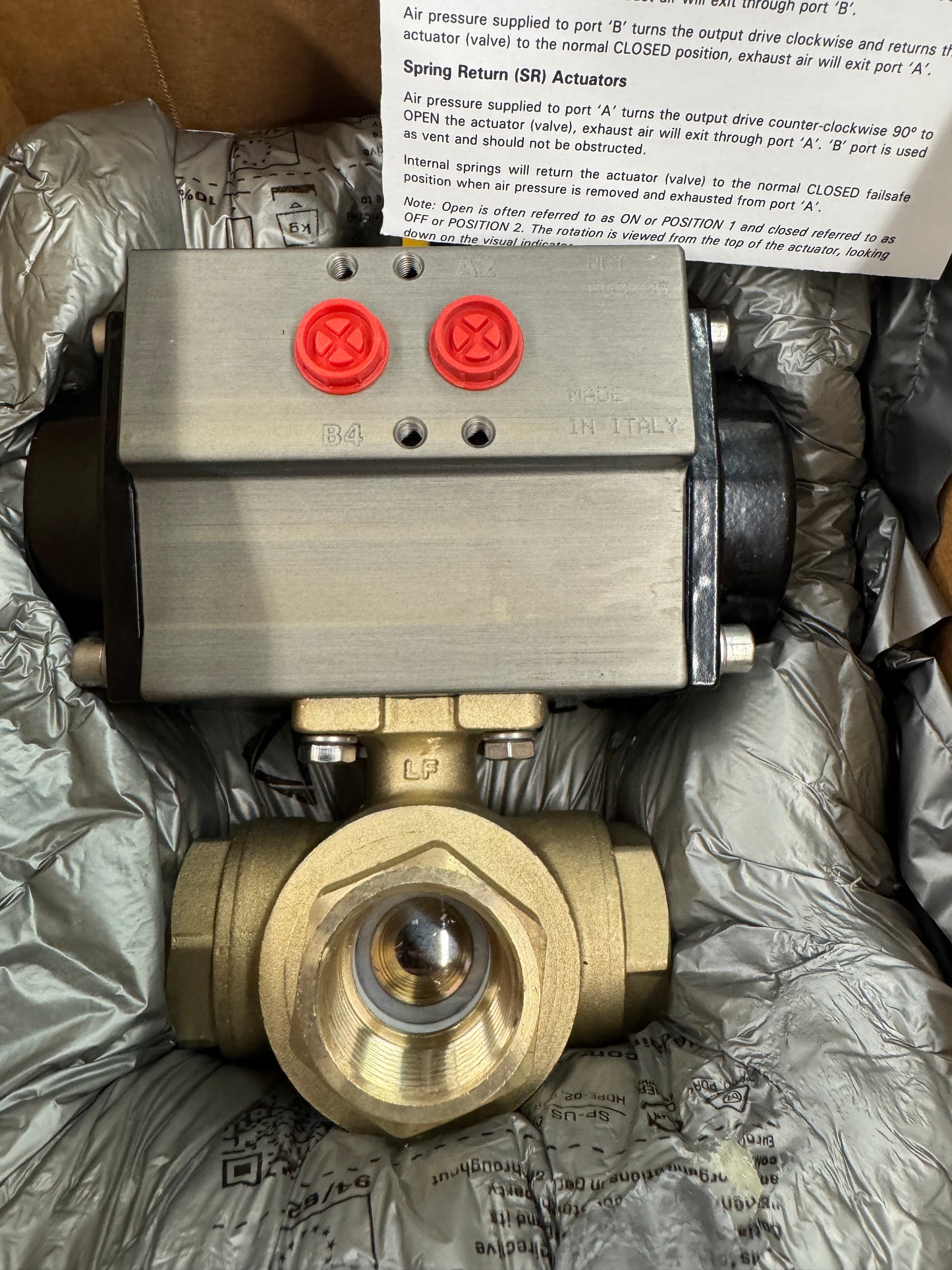 Valworx Air Actuated 3-Way Ball Valve 521708