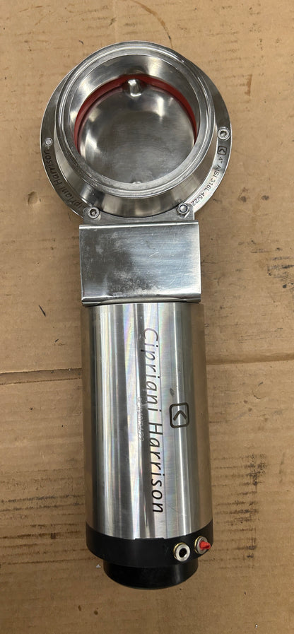Cipriani Harrison Pneumatic Actuated Sanitary Butterfly Valve 9C440/04/22 4 In. Sanitary Tri-Clamp