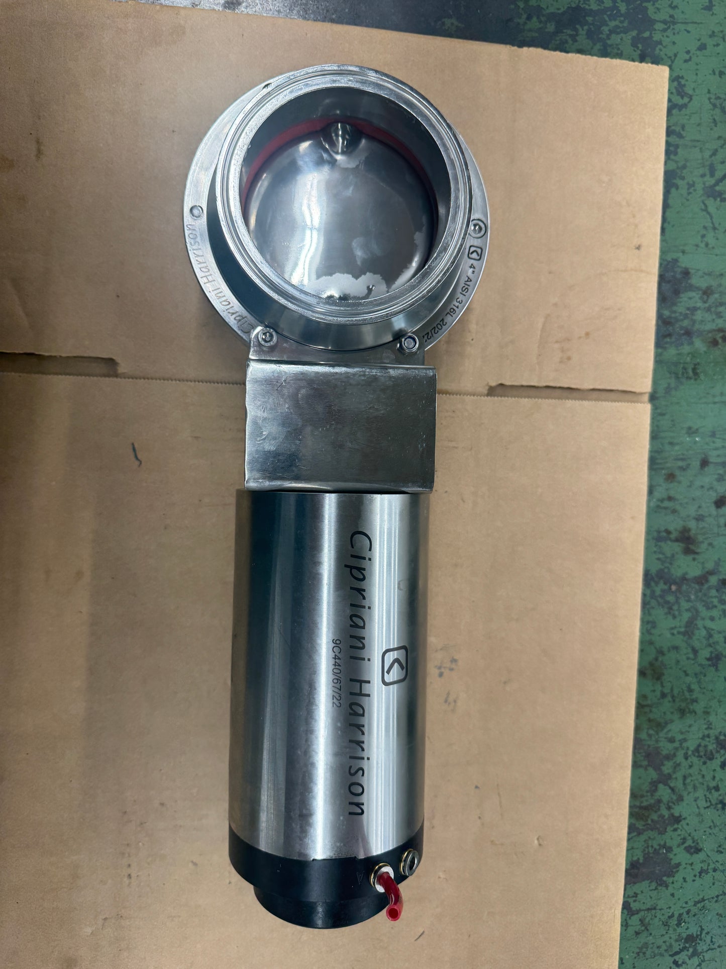 Cipriani Harrison Pneumatic Sanitary Shut-Off Valve 9C440/67/22 4 In. Sanitary Tri-Clamp