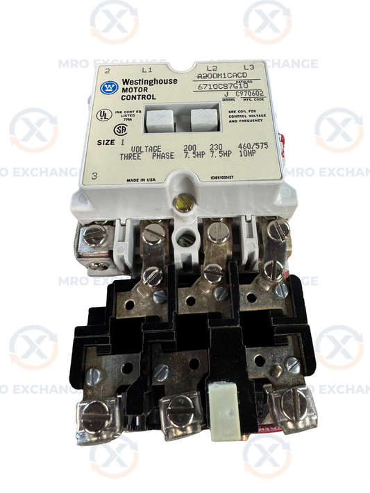 Westinghouse Motor Starter A200M1CACD / 6710C87G10 600V Max, 3 Phase