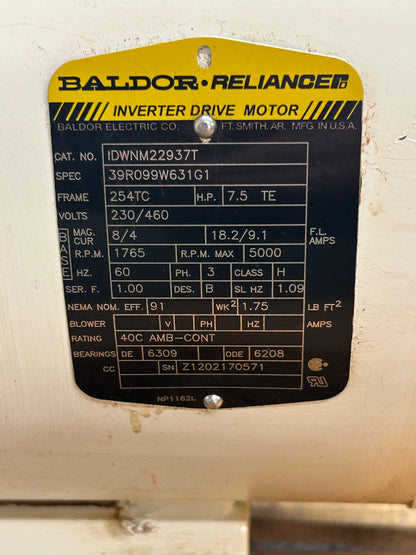 Baldor-Reliance Inverter Drive Motor IDWNM22937T - 7 HP 1800 RPM