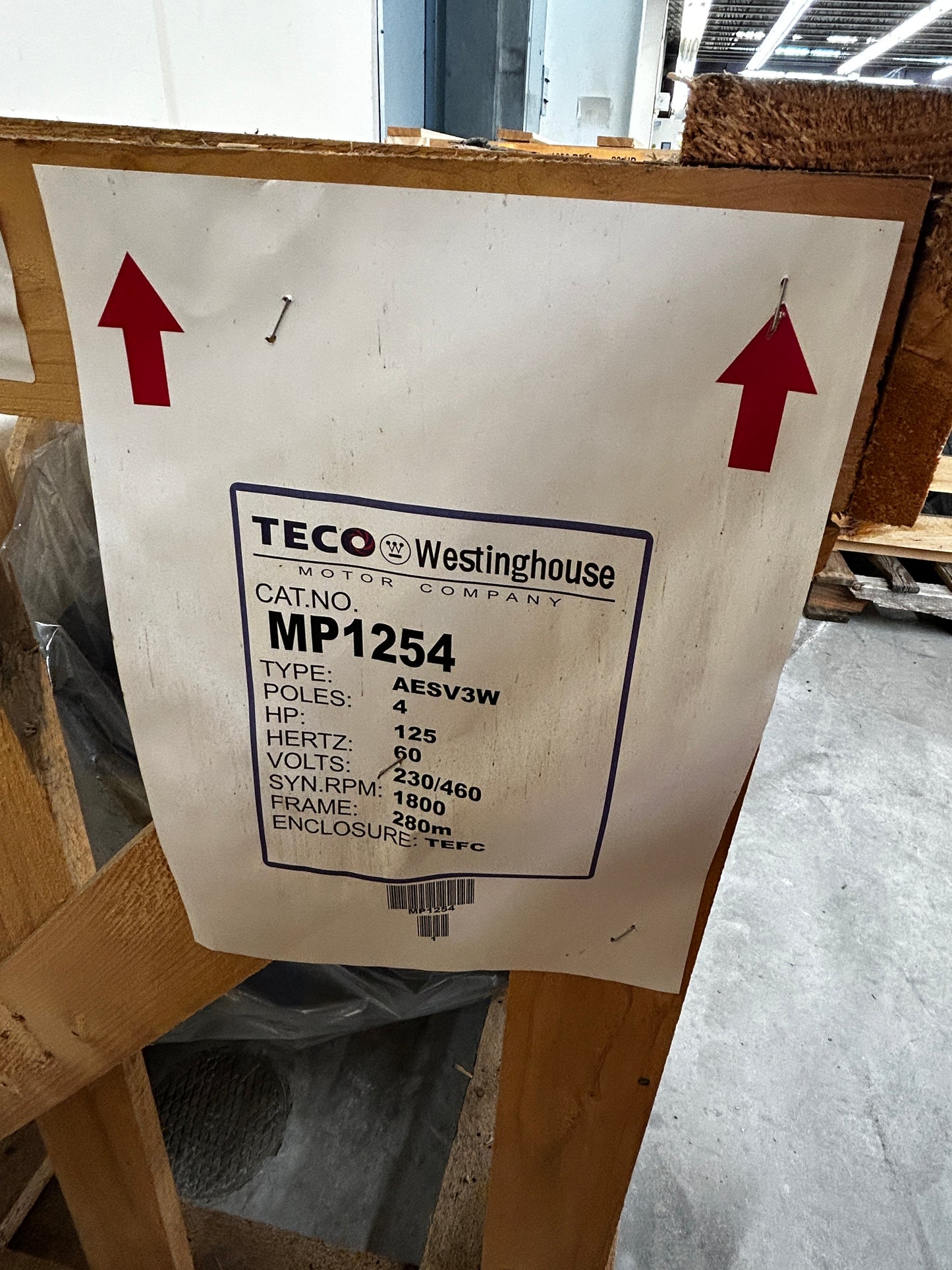 TECO Westinghouse AC Motor MP1254 - 100 HP 1800 RPM