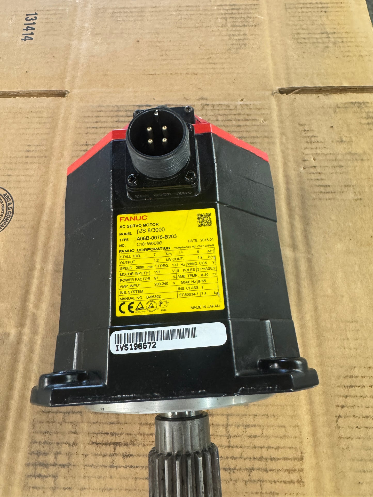 FANUC AC Servo Motor A06B-0075-B203 - 1 kW 2000 RPM