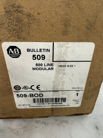 Allen-Bradley NEMA Size 1 Motor Starter 509-BOD