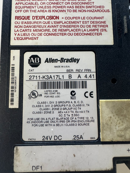 Allen-Bradley PanelView 300 HMI Terminal 2711-K3A17L1 24 VDC