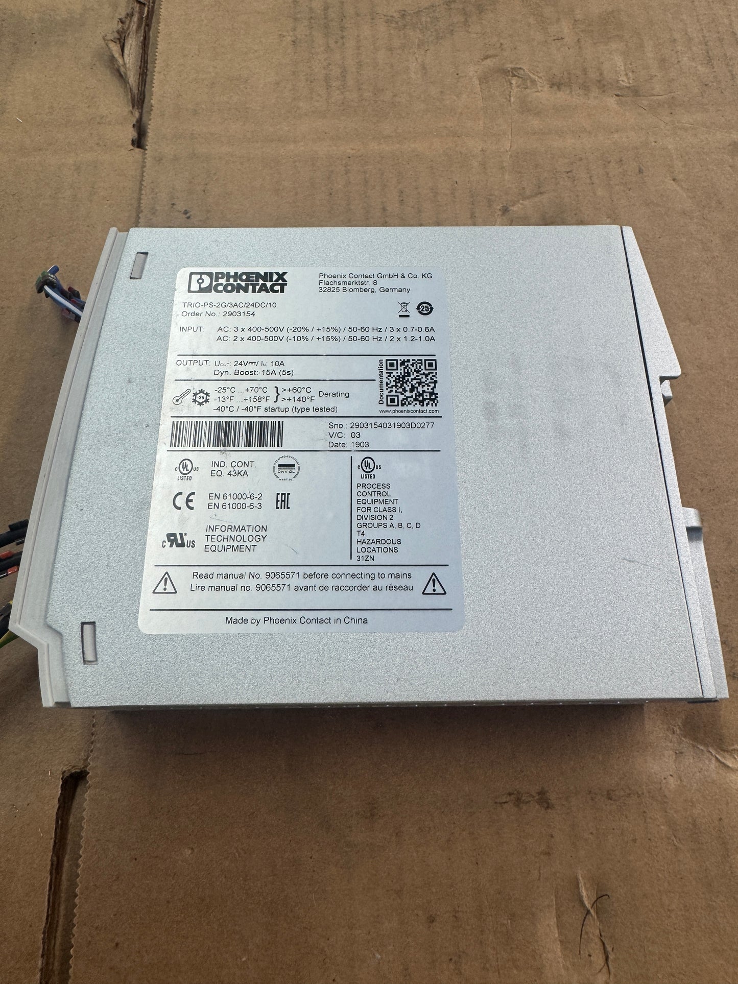 Phoenix Contact TRIO-PS-2G/3AC/24DC/10 Power Supply 24 VDC Untested Surplus