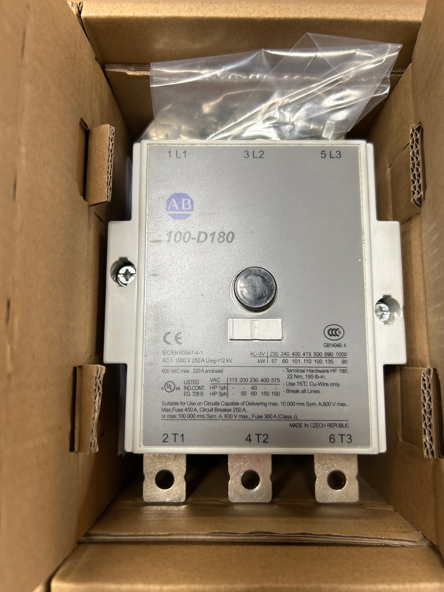 Allen-Bradley IEC Contactor 100-D180D11 110/120V AC Coil