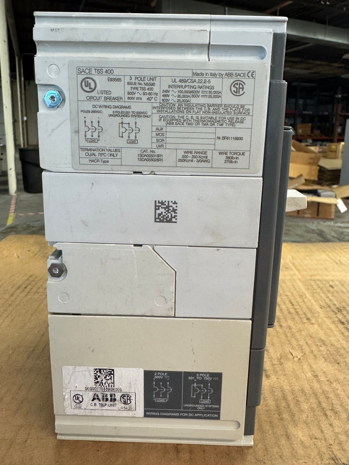 ABB SACE T5S 400 Molded Case Circuit Breaker 600V Untested Surplus