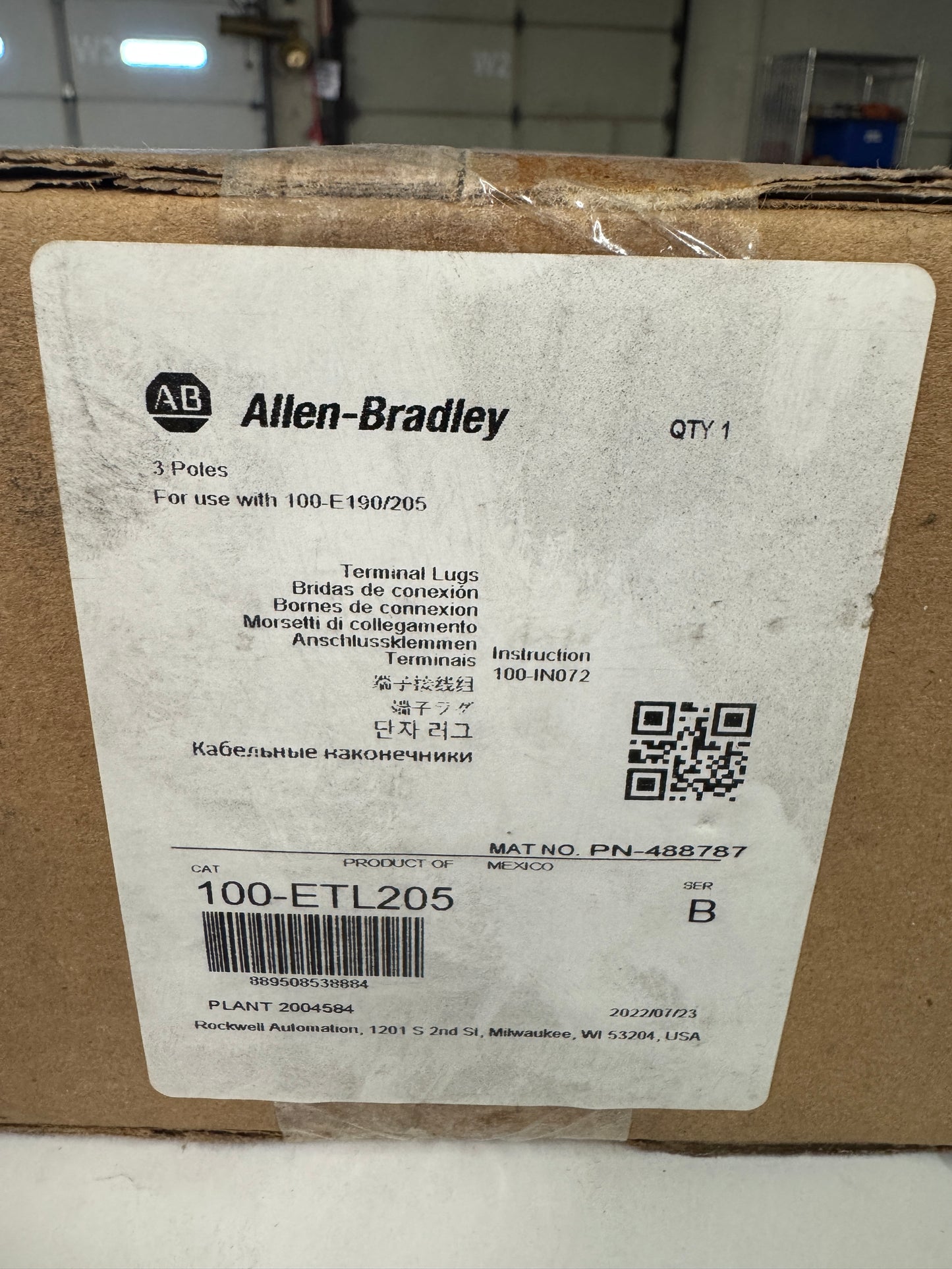 Allen-Bradley Terminal Lugs 100-ETL205
