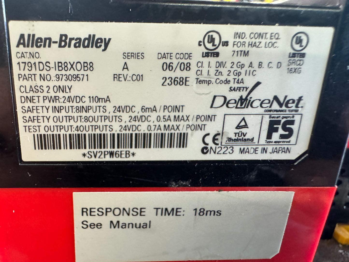 Allen-Bradley 1791DS-IB8XOB8 Guard I/O Safety Module 24 VDC