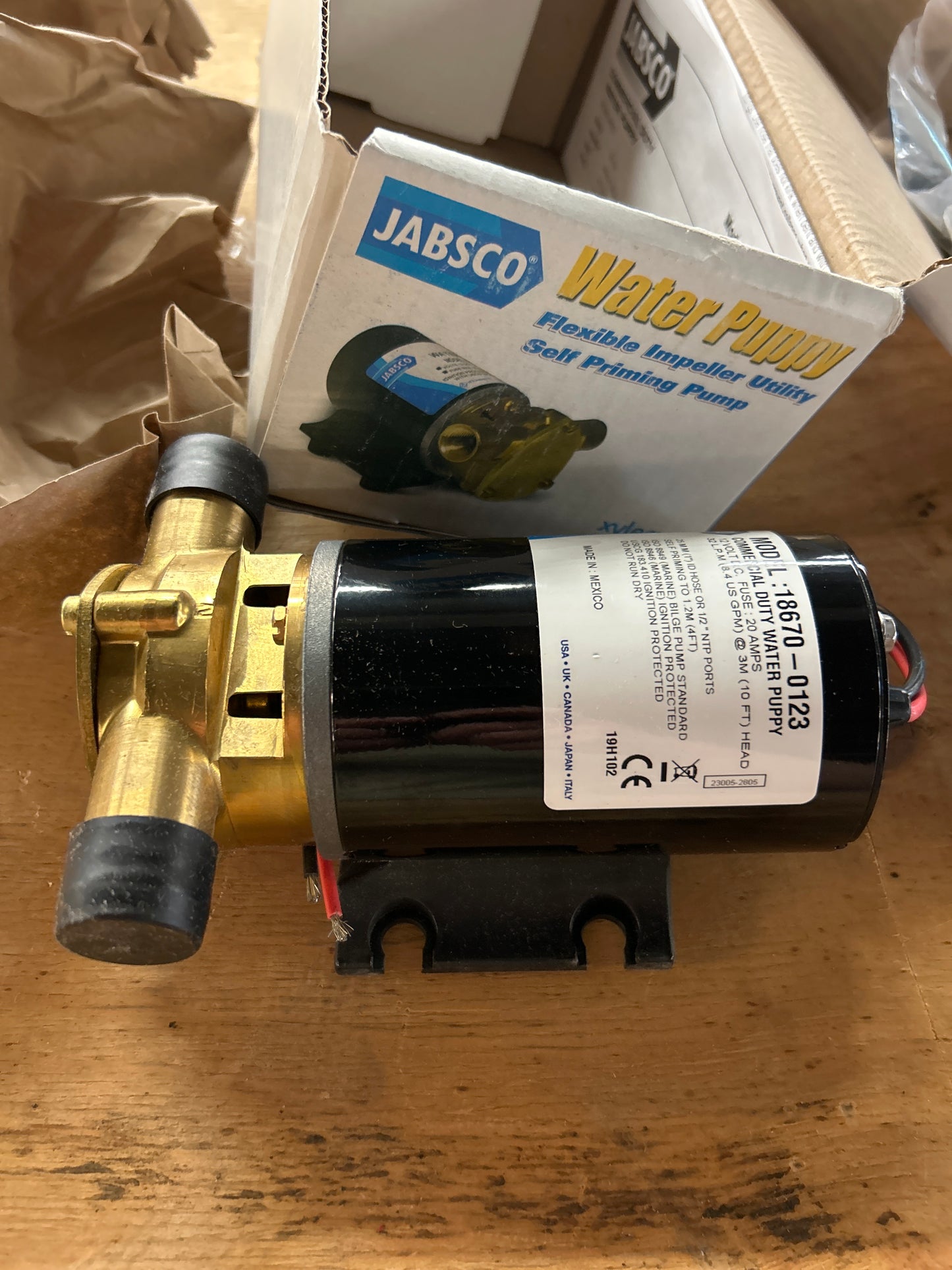 Jabsco Flexible Impeller Water Pump 18670-0123 1/2 In. NPT Internal, 1 In. Hose Barb 4.3 PSI