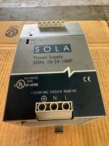 SolaHD SDN 10-24-100P DIN Rail Power Supply Untested Surplus