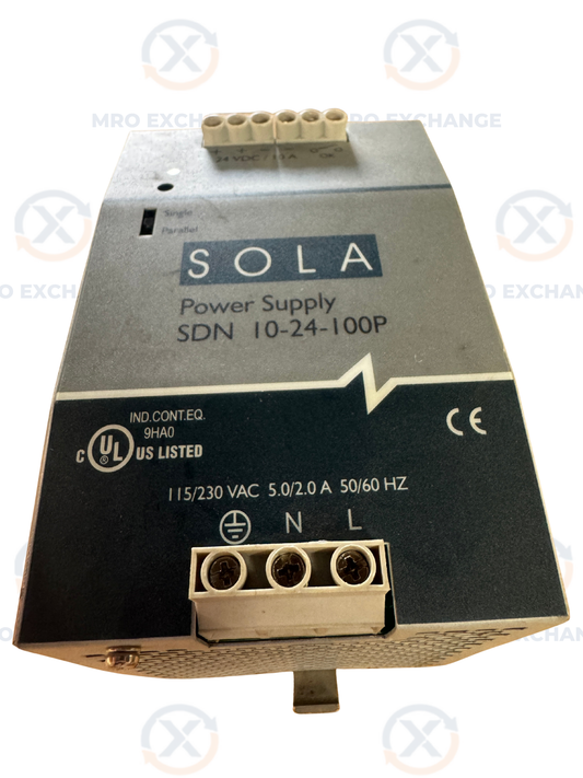 SolaHD SDN 10-24-100P DIN Rail Power Supply Untested Surplus