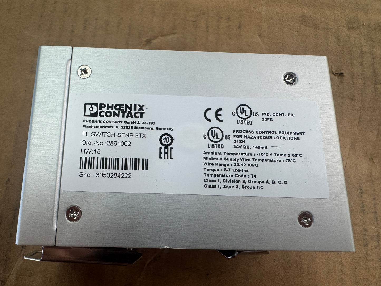 Phoenix Contact FL SWITCH SFNB 8TX Industrial Ethernet Switch 24V DC Untested Surplus