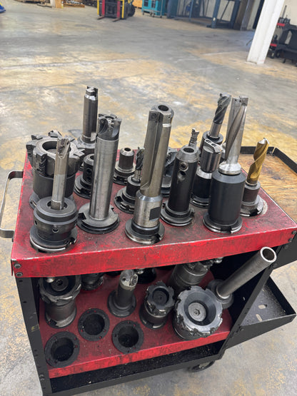 Mixed CAT50 Tool Holder Lot with Tooling and Cart | CAT50