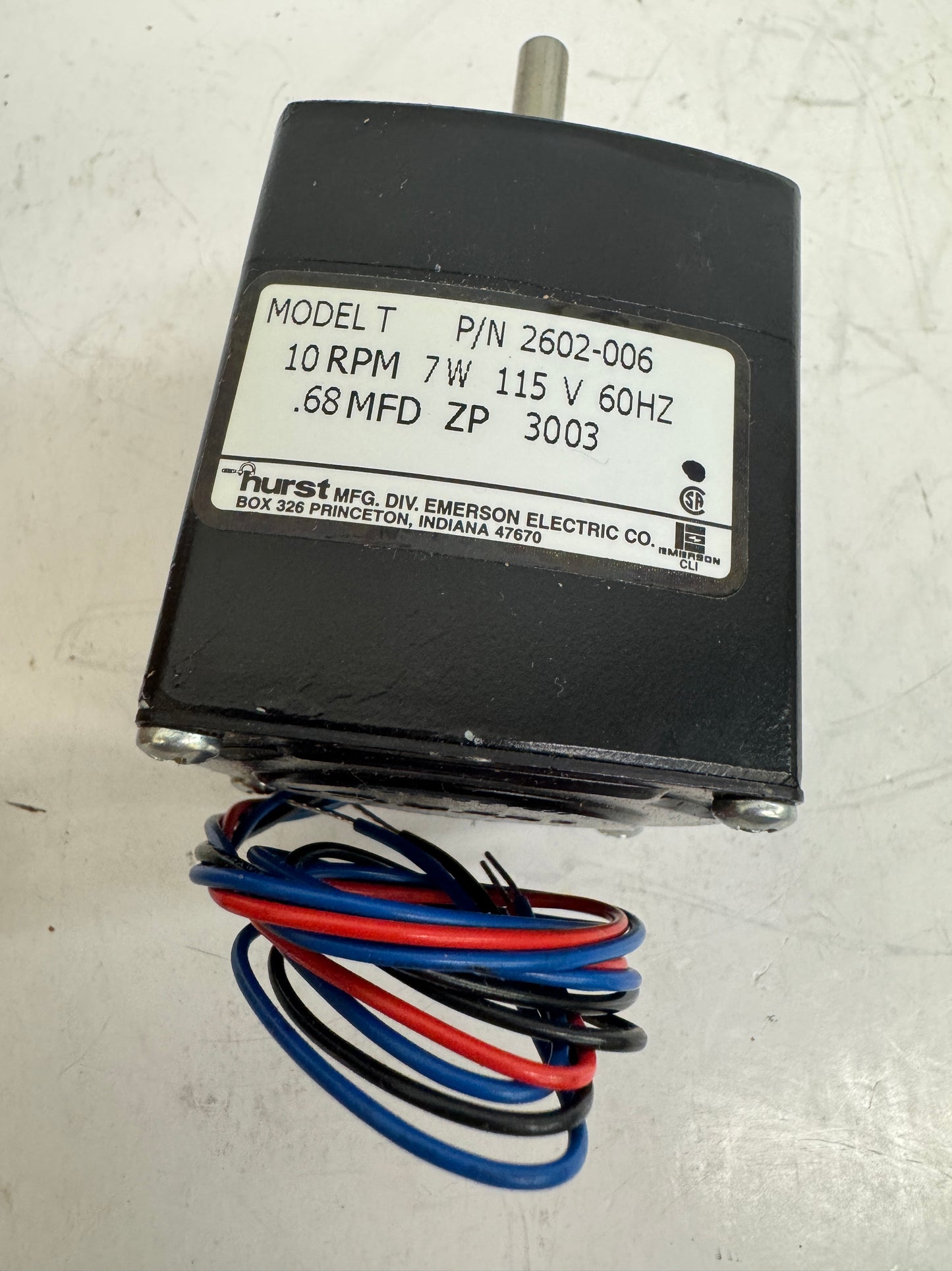 Hurst Synchronous AC Gearmotor 2602-006 - Variable 10 RPM m00742