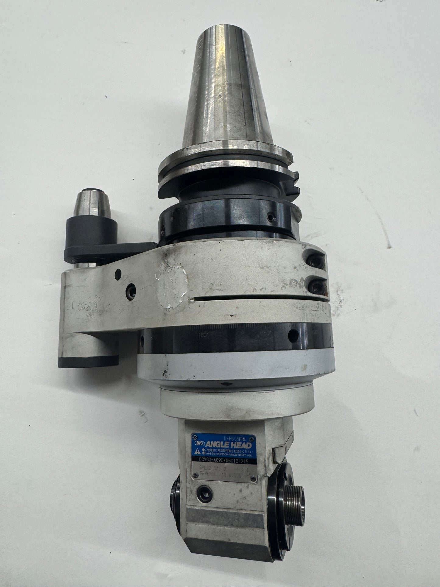 BIG Daishowa Right Angle Head BCV50-AG90/NBS10-215 | CAT50 | NBS10 Collet Chuck Output, 6,000 RPM Max | Orientation: Radial | Coolant Through
