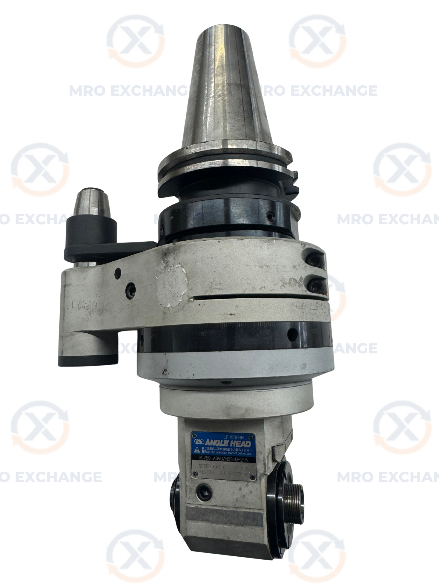 BIG Daishowa Right Angle Head BCV50-AG90/NBS10-215 | CAT50 | NBS10 Collet Chuck Output, 6,000 RPM Max | Orientation: Radial | Coolant Through