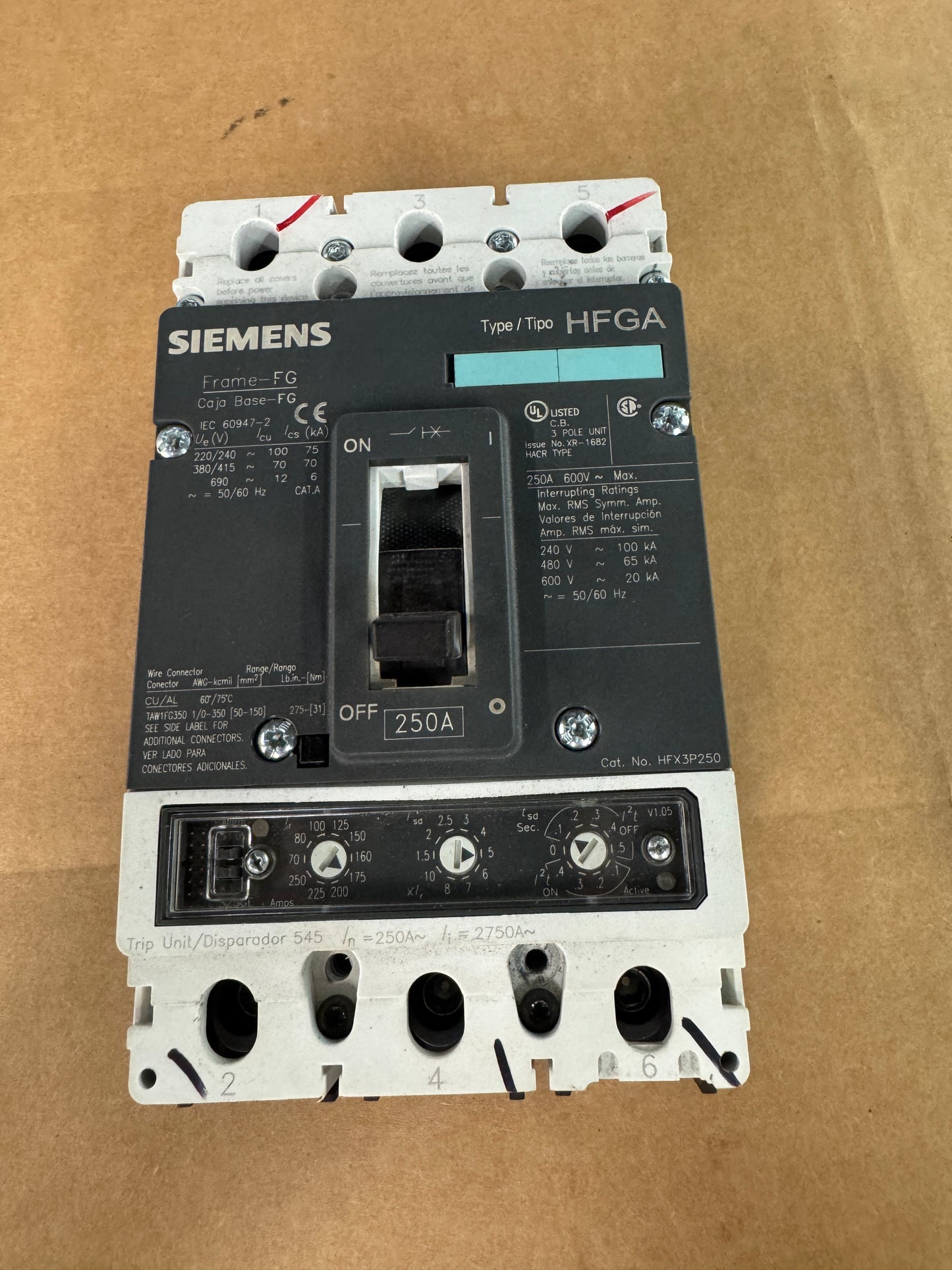 Siemens HFX3P250 Molded Case Circuit Breaker 600V Untested Surplus