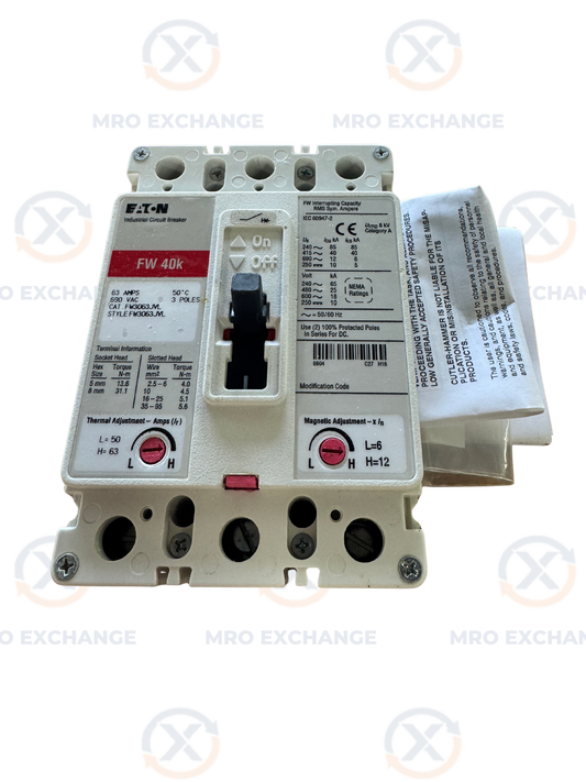 Eaton FW3063JVL Industrial Circuit Breaker 690 VAC Untested Surplus