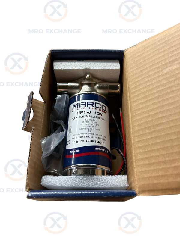 Marco P-UP1-J-001 Water Transfer Pump 12V DC 7.4 GPM Flexible Rubber Impeller Inspected Surplus - Appears Unused
