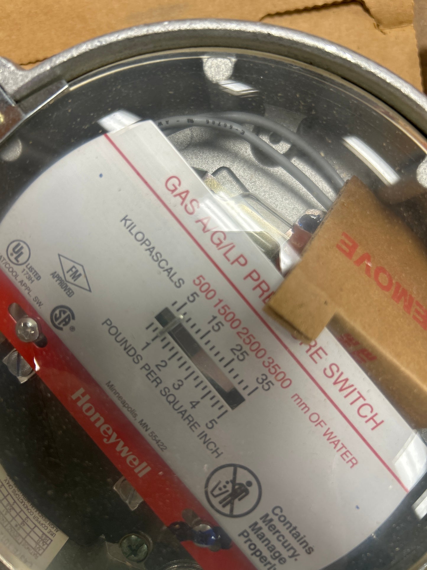Honeywell Gas Pressure Switch C437D-EGH 1/2 In. NPT 0 to 5 PSI