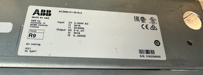ABB VFD Drive ACS880-01-361A-5 - 200 HP Variable RPM