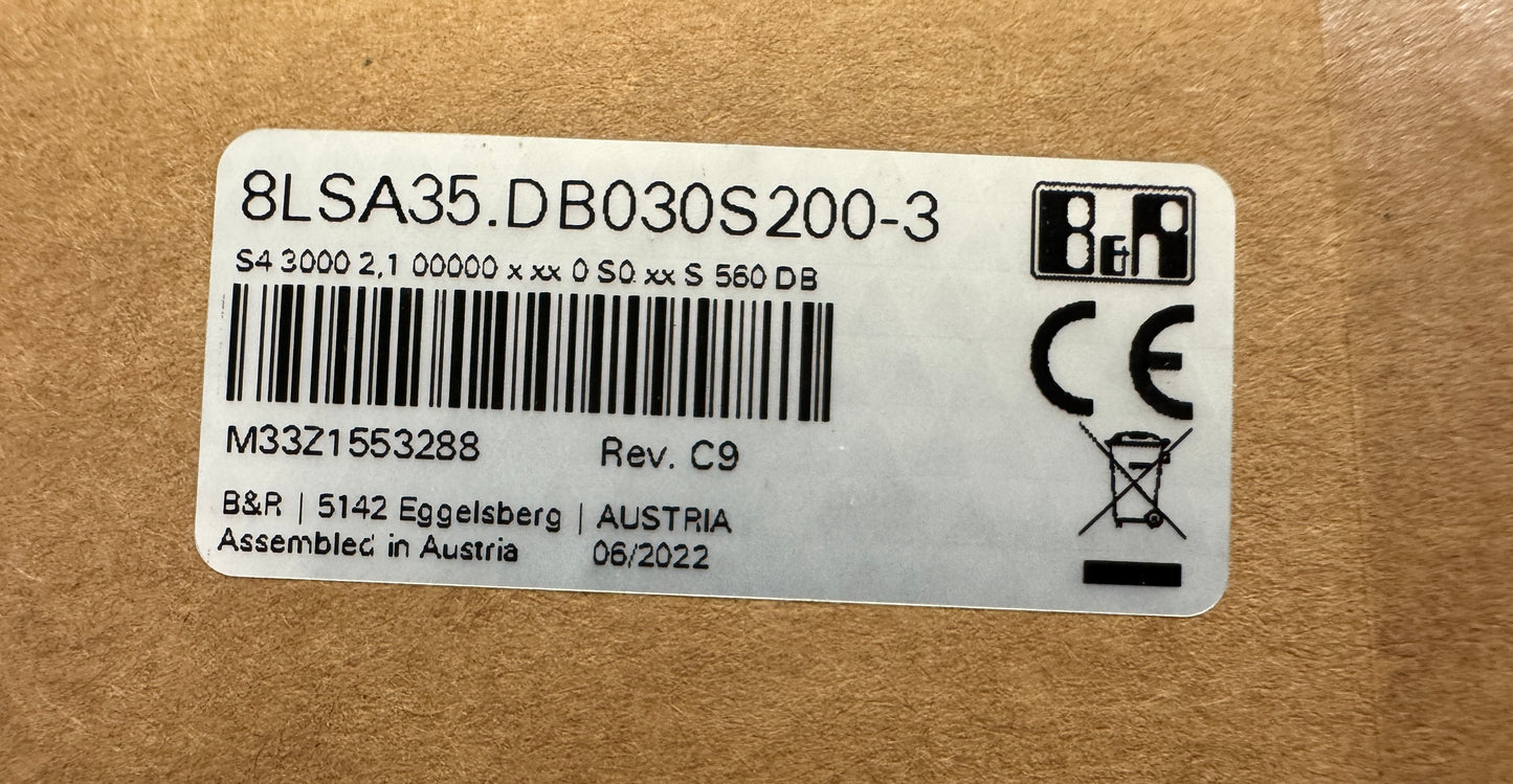 B&R Automation Servo Motor 8LSA35.DB030S200-3 - 1 kW 3000 RPM