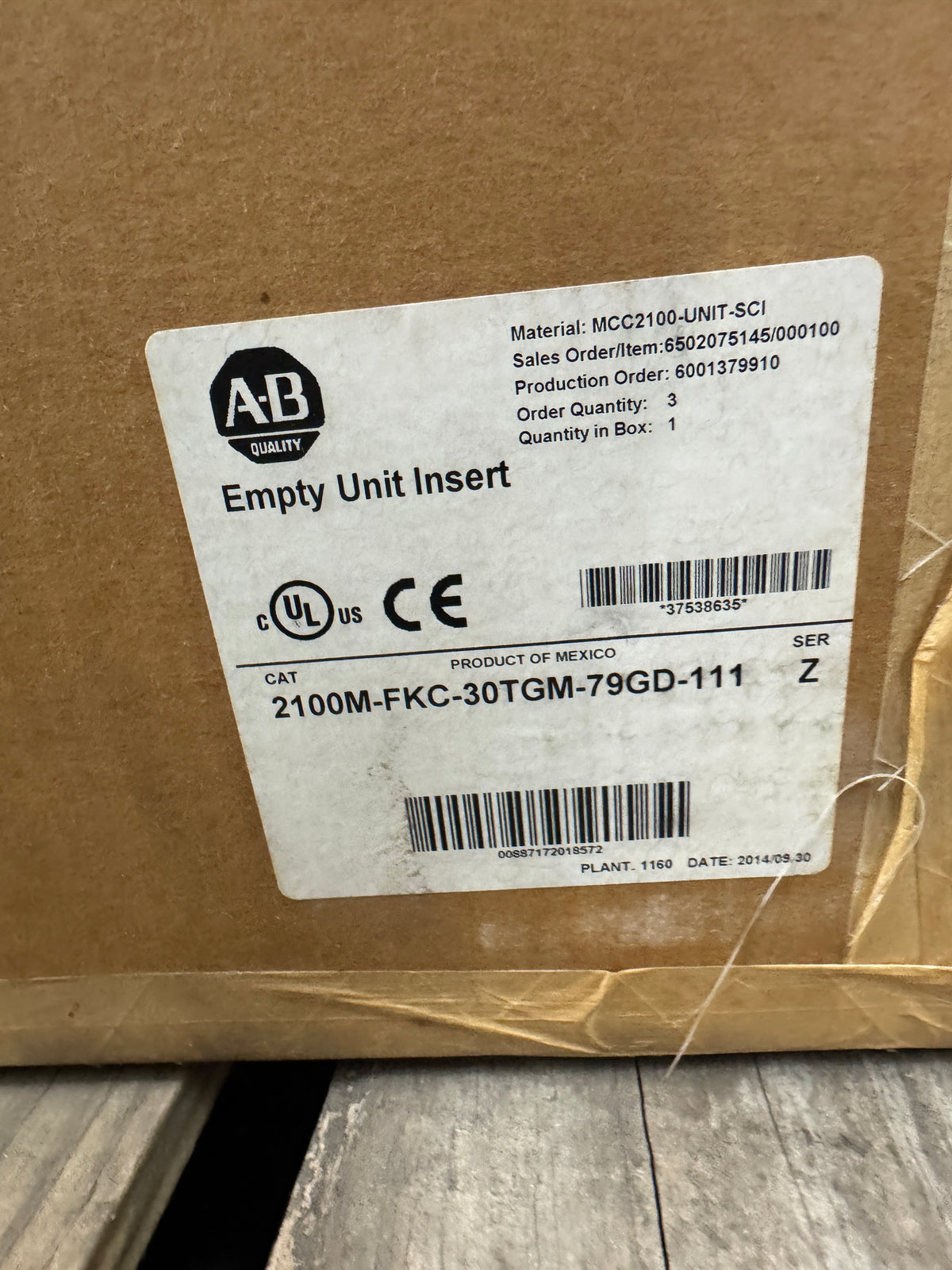 Allen-Bradley 2100M-FKC-30TGM-79GD-111 CENTERLINE MCC Bucket VFD Combination Unit 600V AC