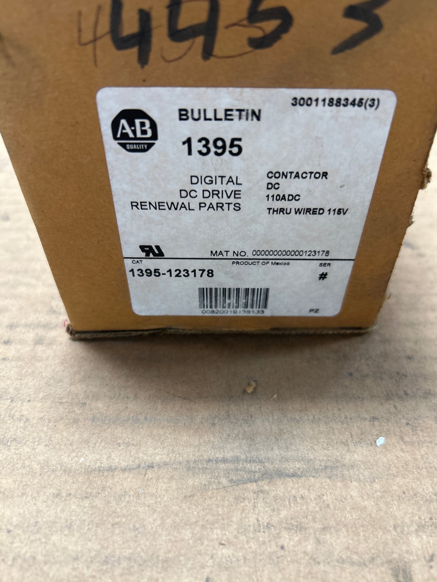 Allen-Bradley DC Drive Contactor 1395-123178
