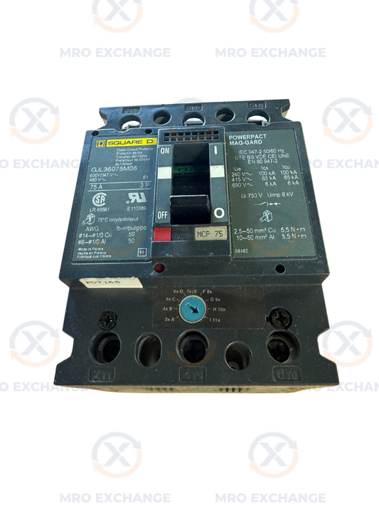 Square D GJL36075M06 Motor Circuit Protector 600V / 480V AC Untested Surplus