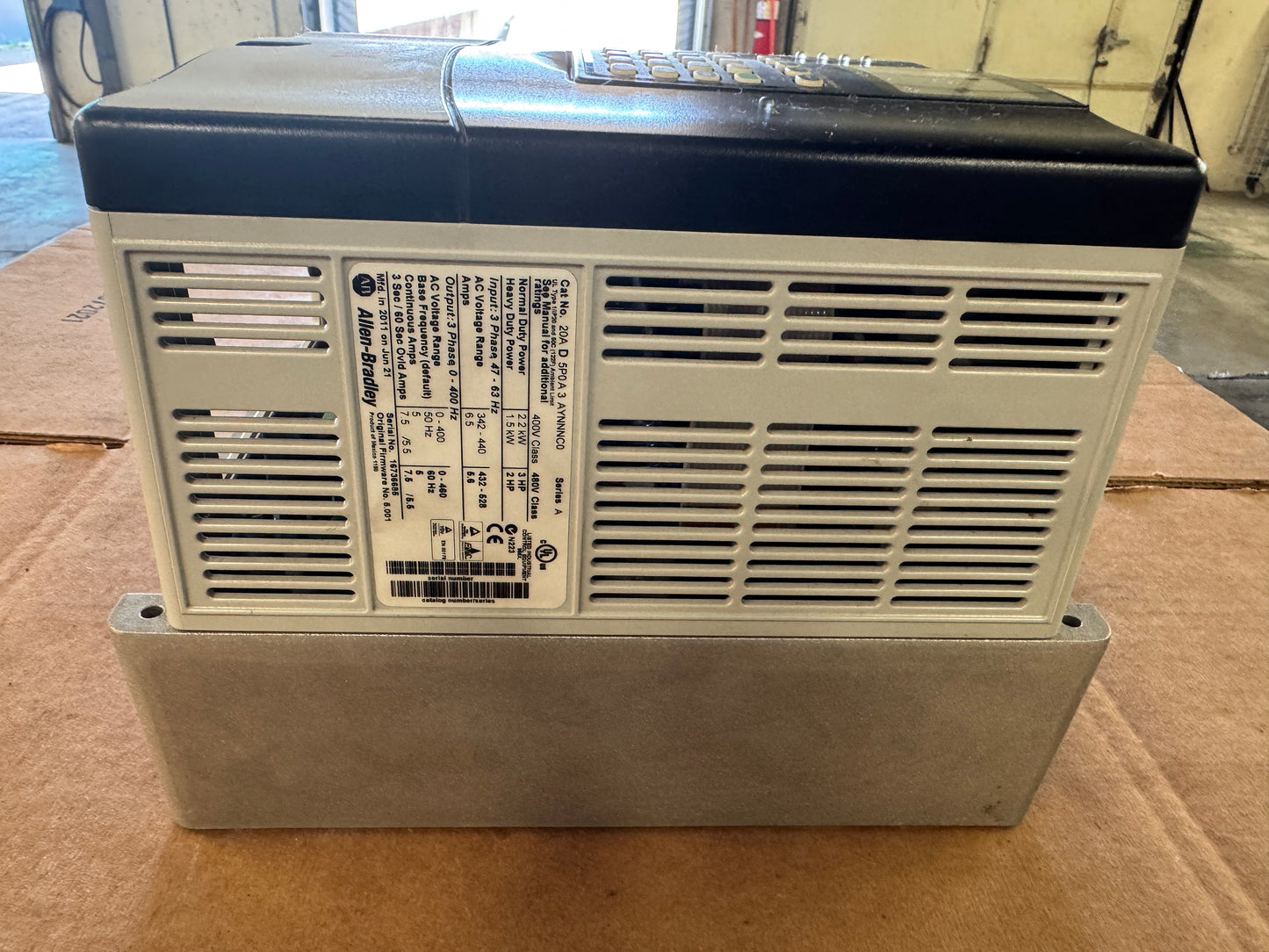 Allen-Bradley 20AD5P0A3AYNNNC0 Variable Frequency Drive 480V AC 3-Phase Untested Surplus 01436