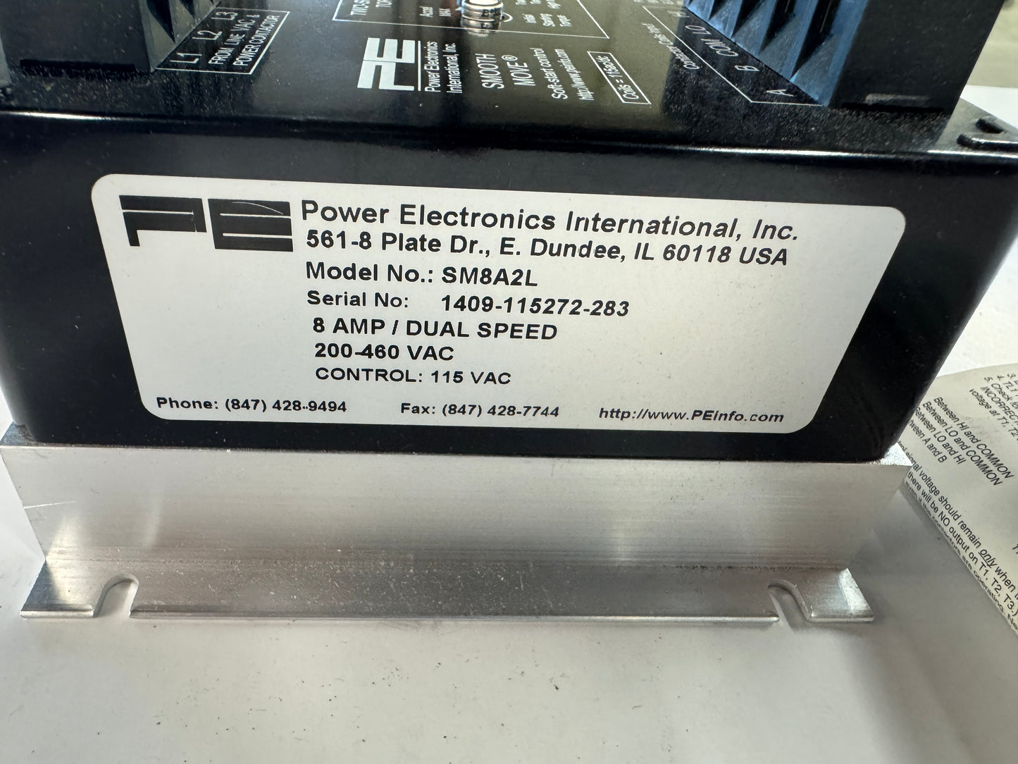 Power Electronics International Two Speed Soft Start Controller SM8A2L 200 to 460 VAC