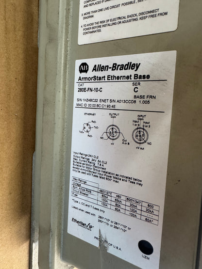 Allen-Bradley 284E-FVD1P4Z-10-CR-EMI-OC ArmorStart Distributed Motor Controller 380 to 480V AC