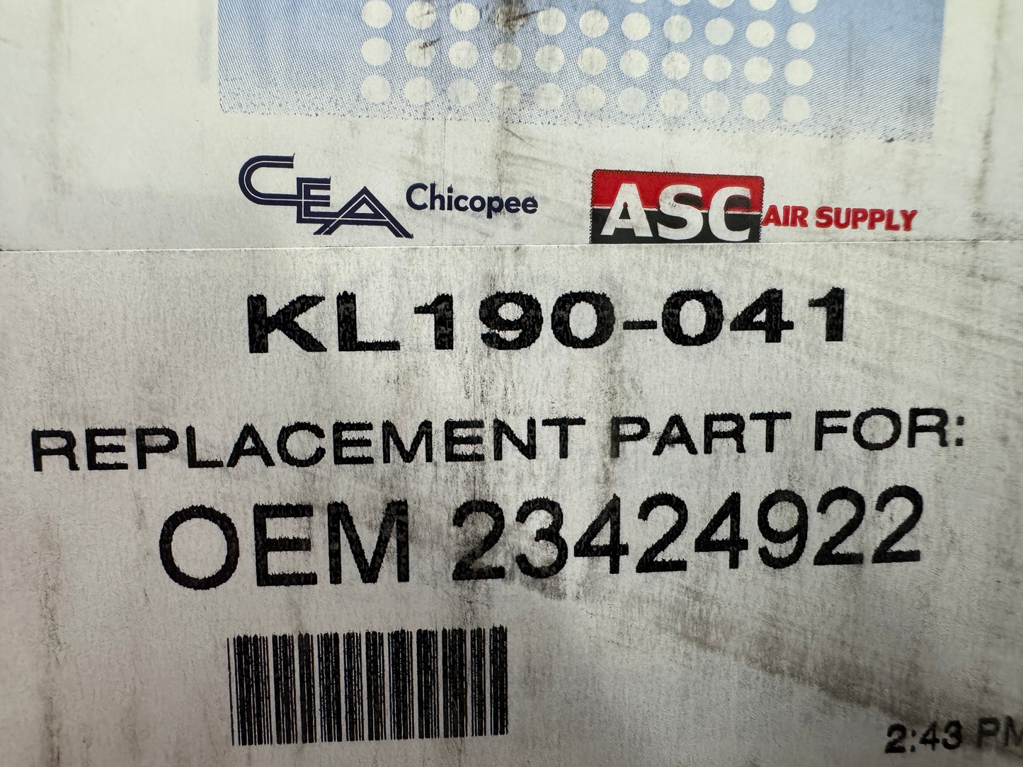 ASC Air Supply Compressor Coolant Oil Filter Element KL190-041 4.49 In. OD x 9.13 In. H