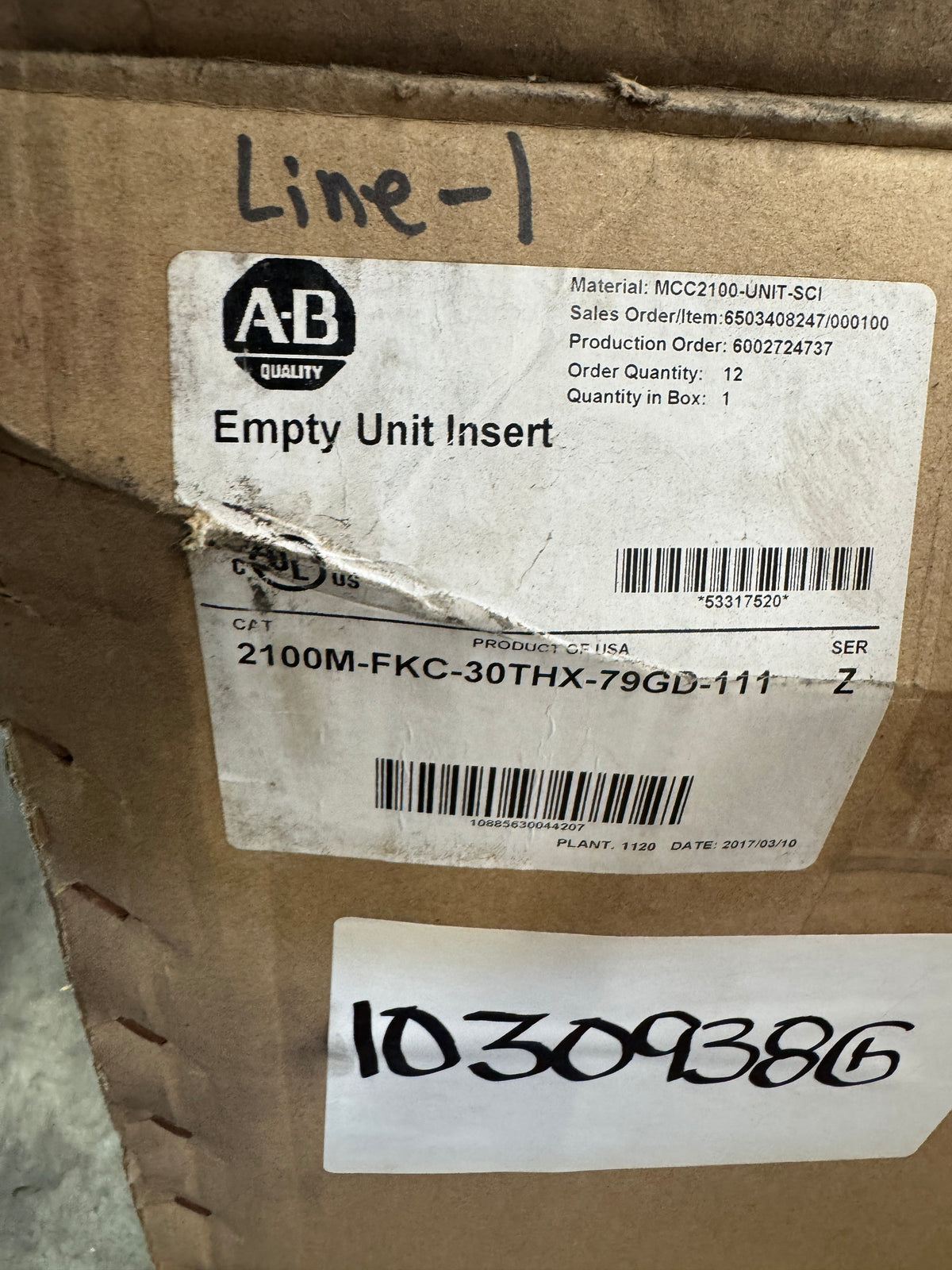 Allen-Bradley 2100M-FKC-30THX-79GD-111 CENTERLINE MCC Bucket 600V AC