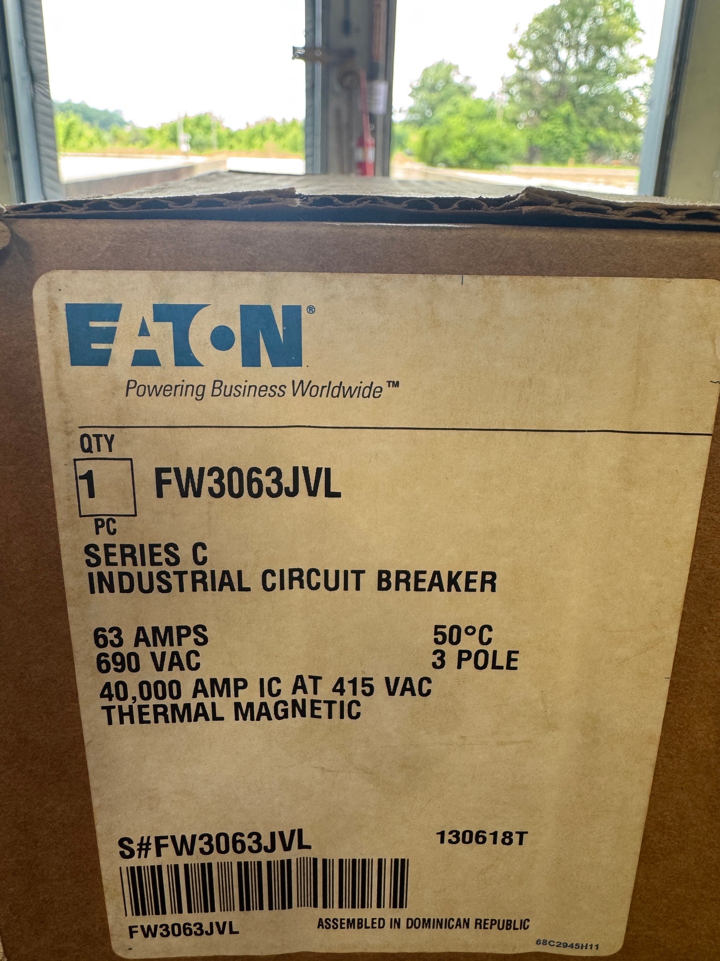 Eaton FW3063JVL Industrial Circuit Breaker 690 VAC Untested Surplus