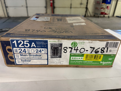 Square D Main Breaker Load Center QO124M125P 120/240V