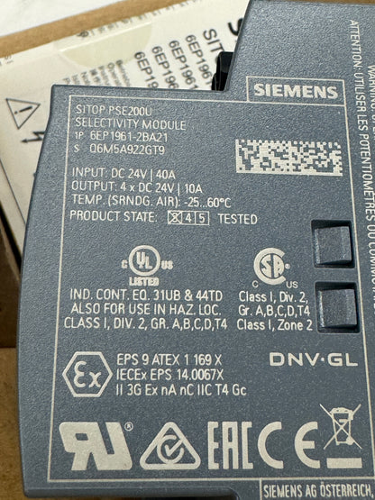 Siemens Selectivity Module 6EP1961-2BA21 24 VDC