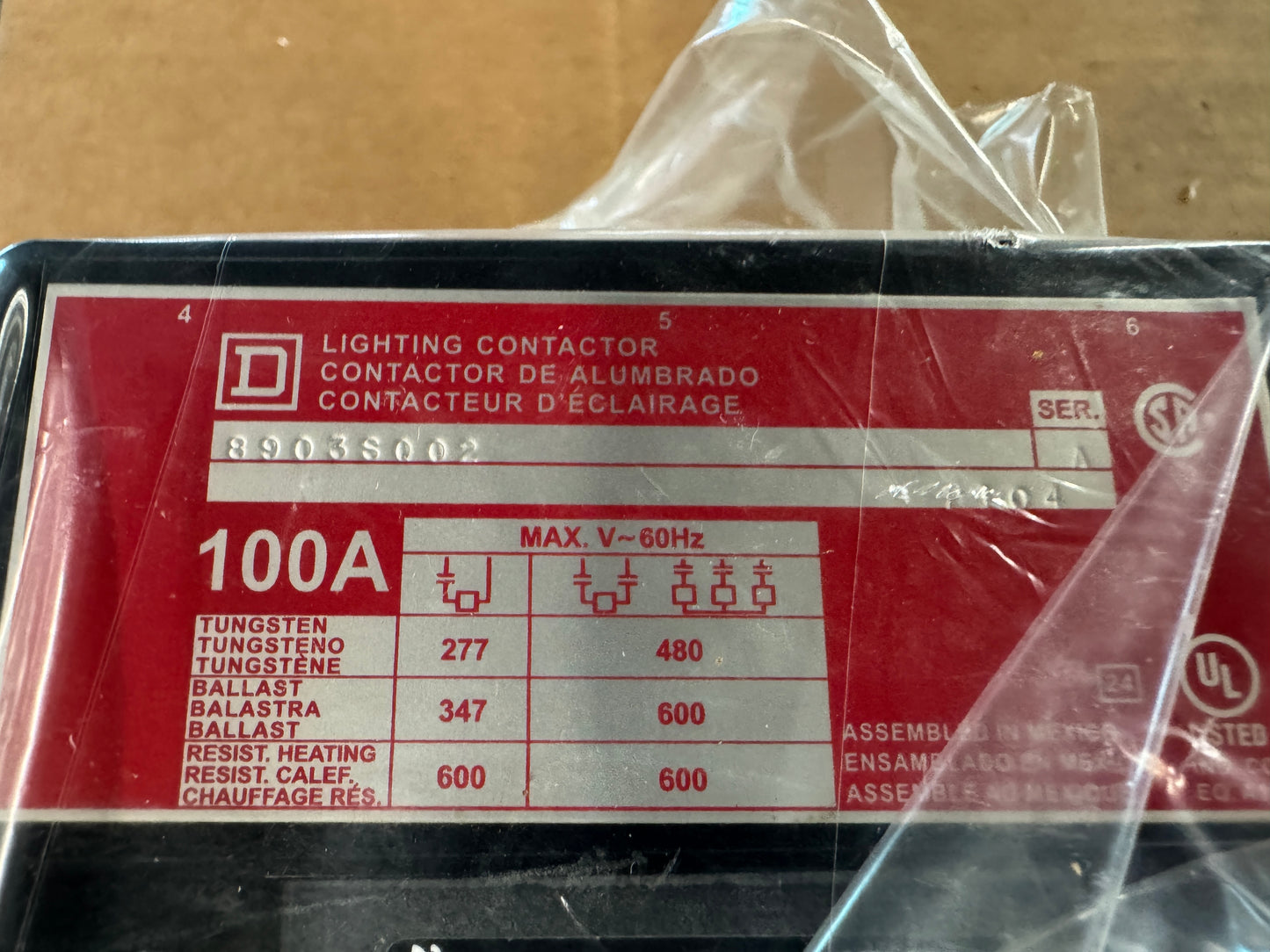 Square D Lighting Contactor 8903SQO2V02
