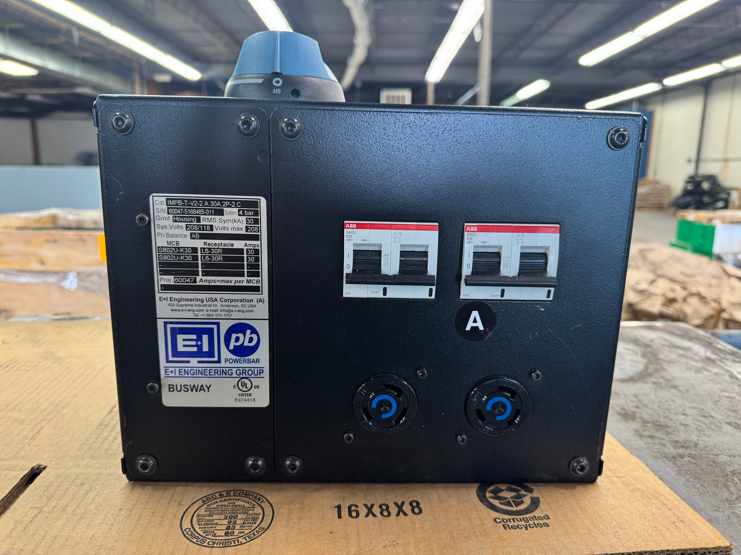 E+I Engineering IMPB-T-V2-2.A.30A.2P-2.C Busway Tap Off Unit 208/120V Untested Surplus 01749